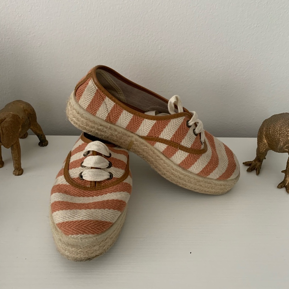 Striped lace up espadrilles